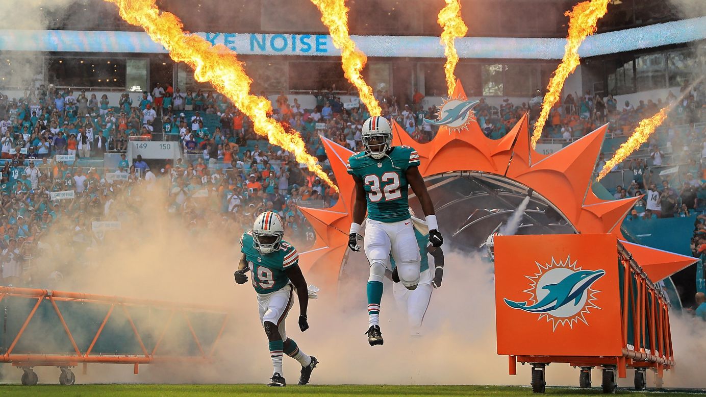 The Miami Dolphins take the field for a home game against Buffalo on Sunday, October 23.