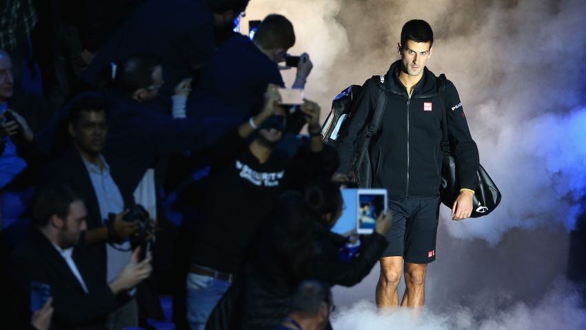 LONDON, ENGLAND - NOVEMBER 10:  Novak Djokovic of Serbia walks out on court to play against Marin Cilic of Croatia in their round robin match during the Barclays ATP World Tour Finals at the O2 Arena on November 10, 2014 in London, England.  (Photo by Clive Brunskill/Getty Images)