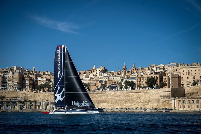 Maserati, skippered by Giovanni Soldini, took multihull line honors in a record time of two days, one hour and 25 minutes. 