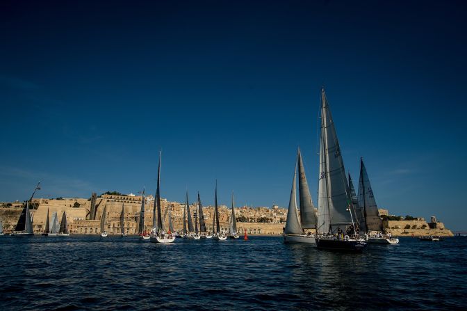 Yachts are pictured off the coast of Malta as they compete in the <a href="index.php?page=&url=http%3A%2F%2Frolexmiddlesearace.com%2Findex.cfm" target="_blank" target="_blank">Rolex Middle Sea Race</a>.