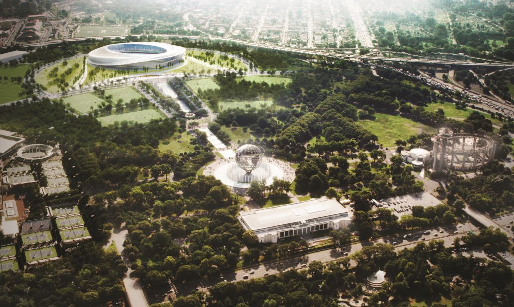When Major League Soccer (MLS) commissioned SHoP for a stadium design in Flushing Meadows Park, they can't have realized the furore it would create. The 25,000-seat, $300-million stadium featured a wall-less structure with perforations in the facade, which would shield fans from the elements while offering views of the World's Fair Unisphere, located just to the west. <br /><br />It was intended as the home of future MLS franchise New York City Football Club, but the design fell afoul of park advocates, who argued it rode roughshod over the area. The press picked up on negativity, but it was the New York Yankees (part owners of the franchise) who really buried the design, when they called for the soccer field to be built near Yankee Stadium in the Bronx. That plan was vetoed by Mayor Bill de Blasio, meaning the soccer team is currently playing in the football ground, and Flushing Stadium remains on the drawing board.