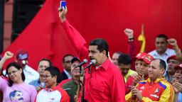Venezuelan President Nicolas Maduro delivers a speech to supporters in Caracas on Tuesday, October 25.