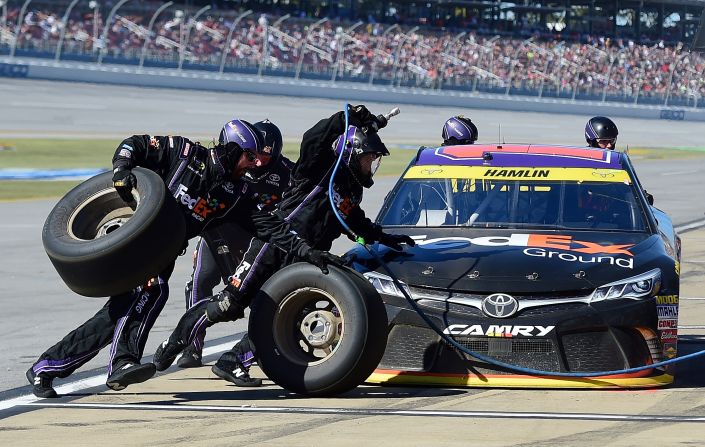 "We have some of the greatest athletes in the world that have come to NASCAR to work for pit crews," says Hamlin.