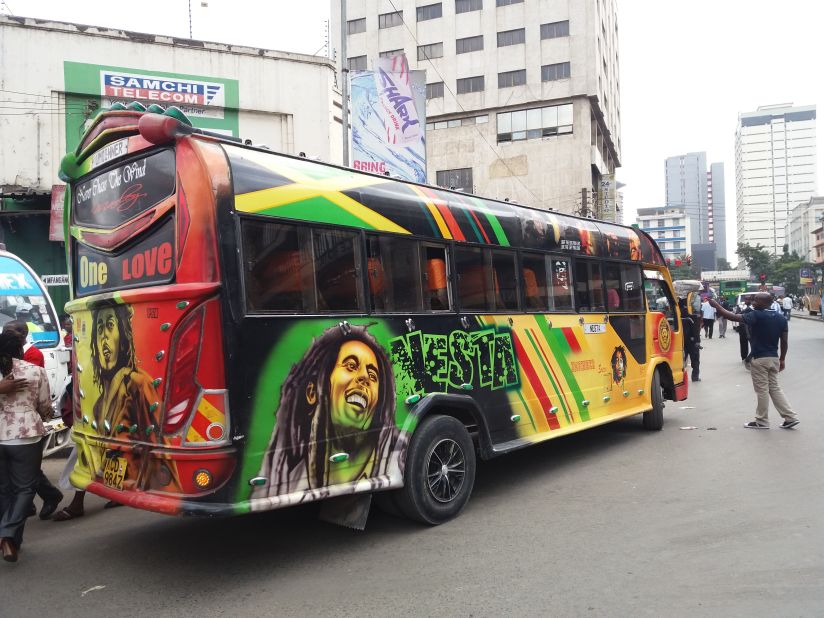 Each matatu is customized with artistic designs, bright colorful lights, and plenty of loud entertainment.