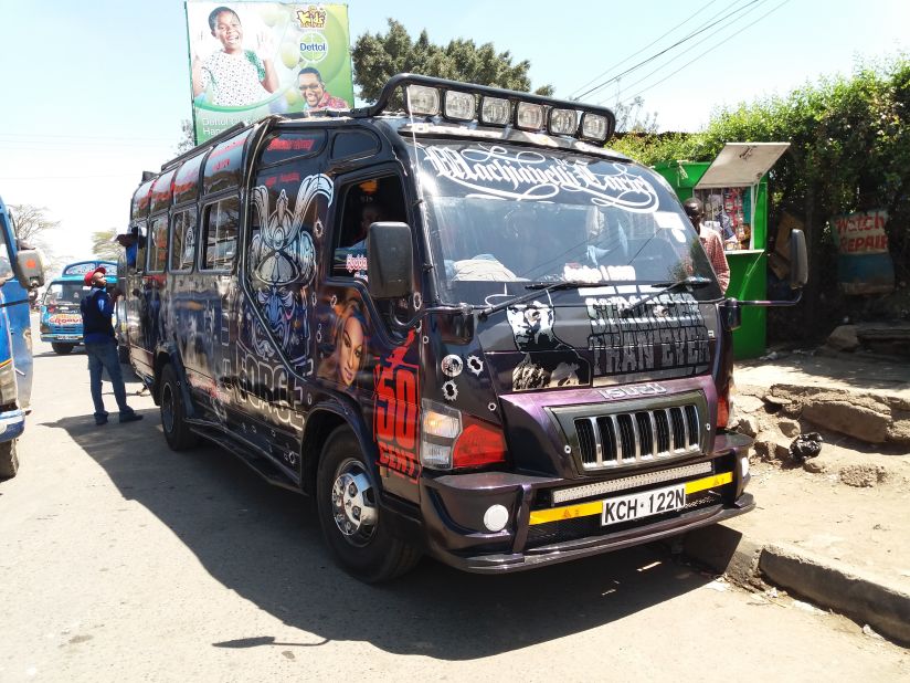 Private minibuses -- or matatus -- rule the streets of Nairobi, Kenya.<br />