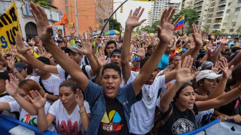 University students marched in the streets of Caracas Wednesday, protesting the government of Venezuelan President Nicolas Maduro.