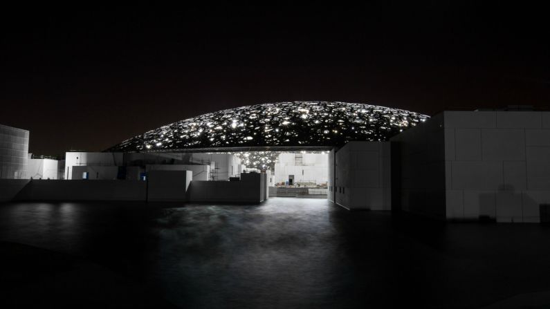 Located on Saadiyat Island, the Abu Dhabi Louvre, designed by French architect Jean Nouvel, extends out onto the water. Its massive white dome is a modern take on traditional Arabian architecture. Once completed it will be home to 23 permanent galleries and exhibition spaces.