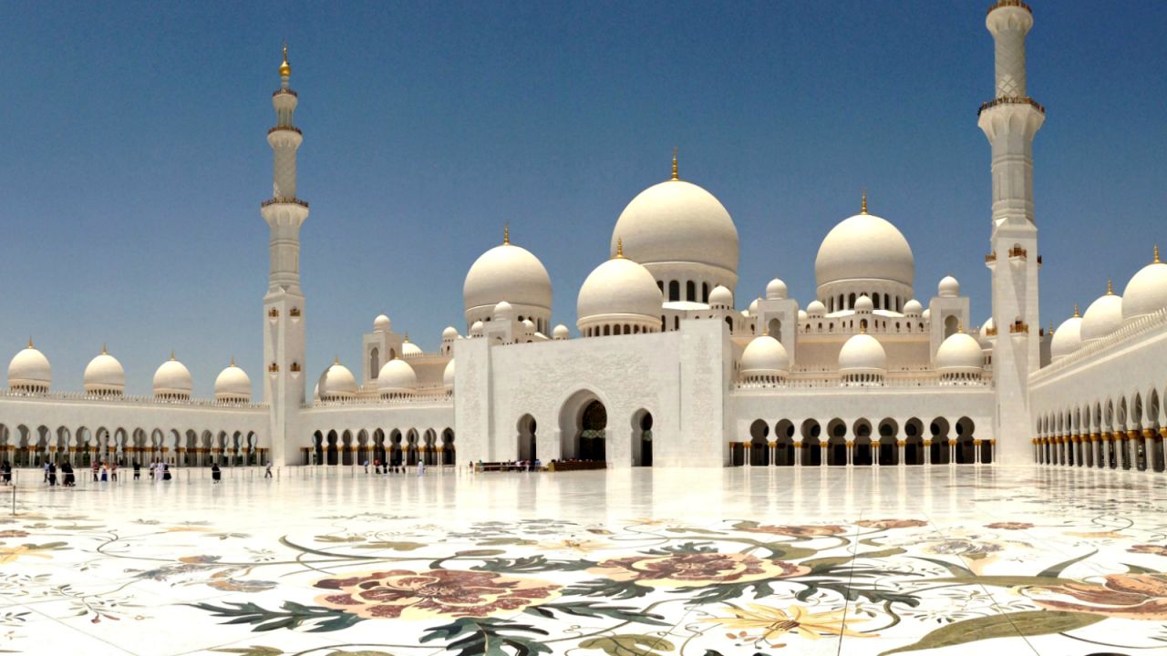 <strong>The Sheikh Zayed Grand Mosque -- Abu Dhabi Island: </strong>This striking mosque is open to visitors of all faiths, it's one of the largest mosques in the world and its interior floral carpet is known as the world's largest prayer rug.