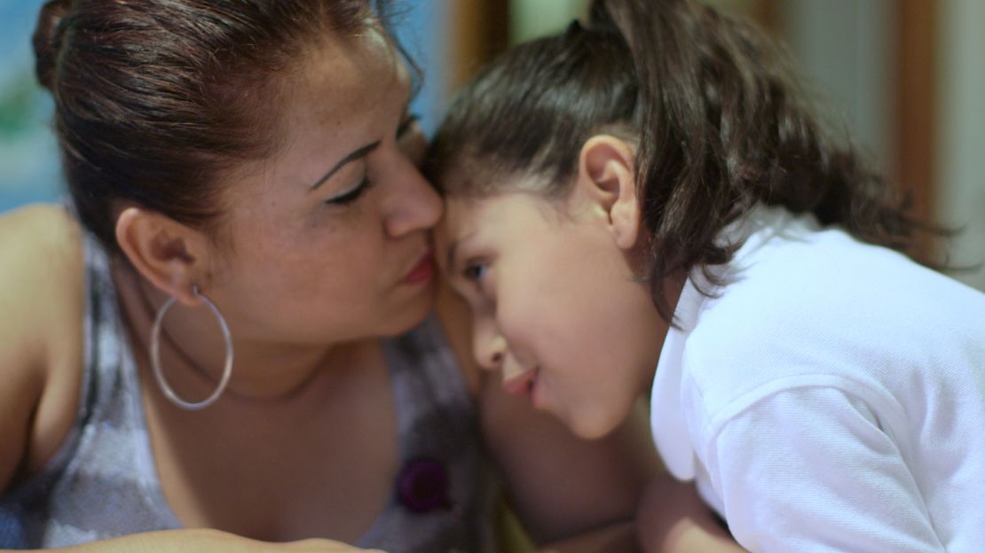 Yanira Lopez and her daughter a year after crossing the US border.