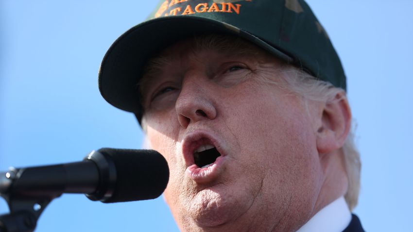 SANFORD, FL - OCTOBER 25: Republican presidential candidate Donald Trump speaks during a campaign rally at the Million Air Orlando, which is at Orlando Sanford International Airport on October 25, 2016 in Sanford, Florida. Trump continues to campaign against his Democratic challenger Hillary Clinton as election day nears. (Photo by Joe Raedle/Getty Images)