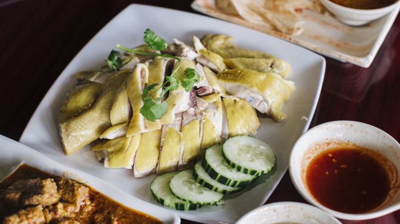 Malaysian food is one of many Asian cuisines available in Houston's Chinatown. This Hainanese chicken is on the menu at Mamak in Dun Huang Plaza.