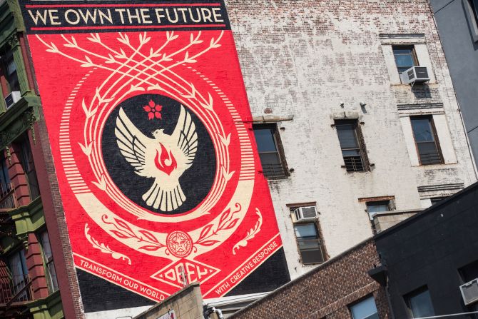 A mural in the Lower East Side neighborhood of New York by Shepard Fairey. 