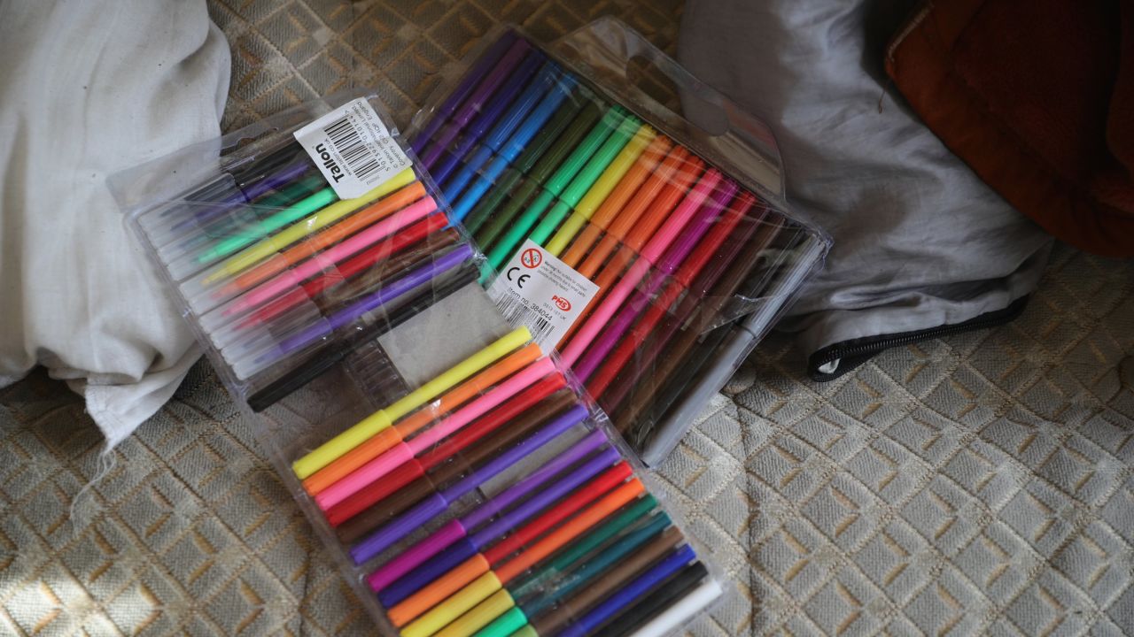 A set of colored markers.