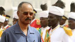 Eritrean President Isaias Afwerki (L) reviews the honor guard during his welcome ceremony in the Sudanese capital, Khartoum, on June 11, 2015.  AFP PHOTO / ASHRAF SHAZLY        (Photo credit should read ASHRAF SHAZLY/AFP/Getty Images)
