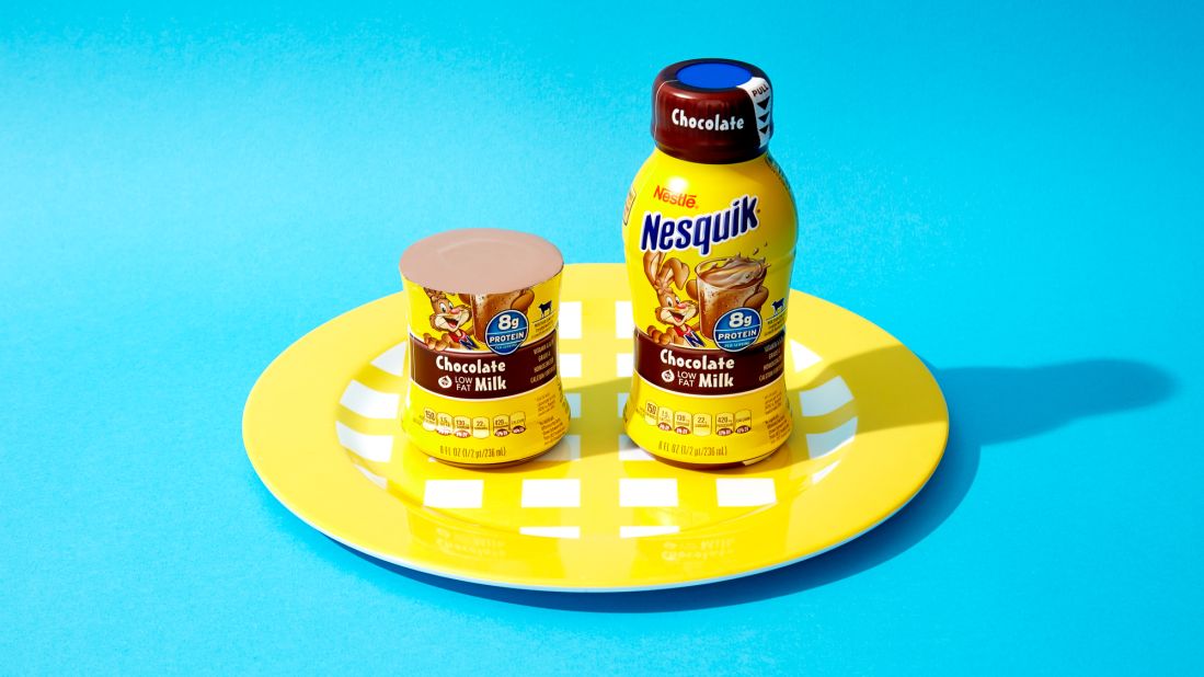 For an 8-ounce bottle of Nesquik low-fat chocolate milk, one and a half bottles equals 33 grams of sugar.