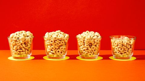For Honey Nut Cheerios, three plus two-thirds servings equals 33 grams of sugar. (One serving is three-quarters of a cup.)