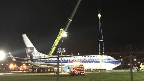 Crews worked through the night to free the plane.