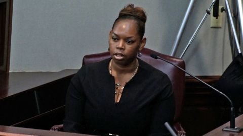 One of Cooper Harris' teachers, Keyatta Patrick, takes the stand.