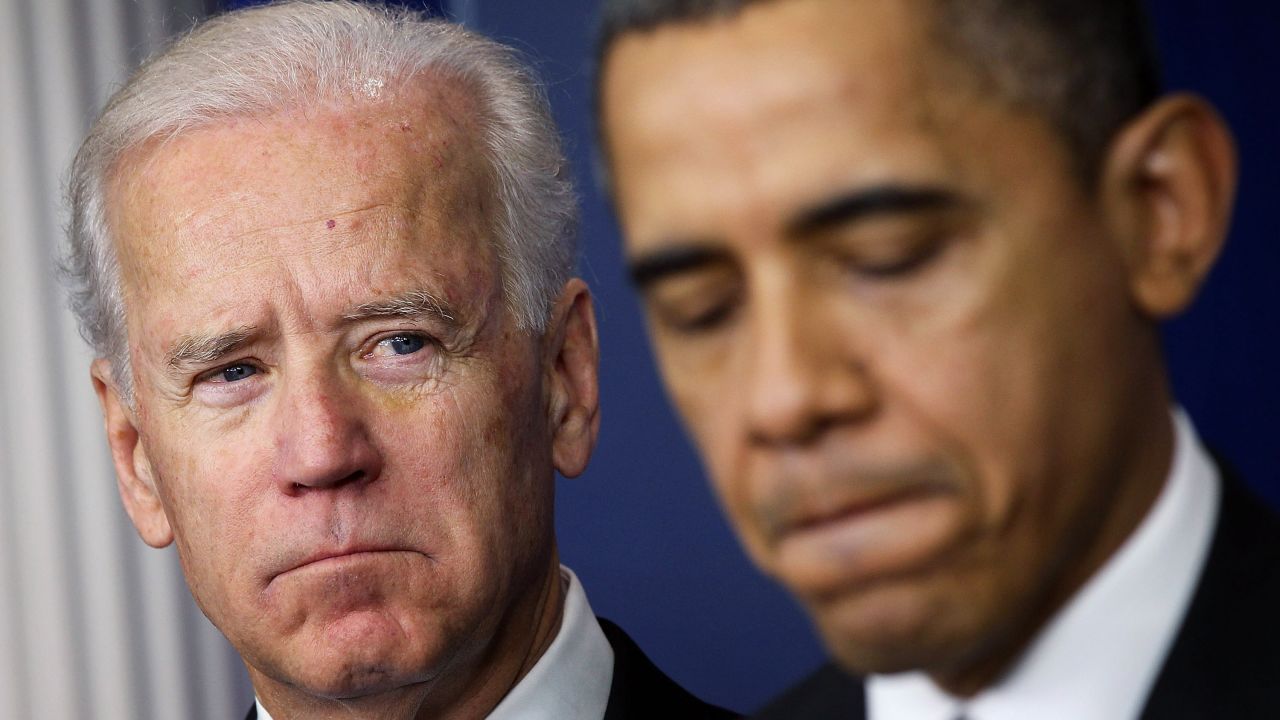 Biden listens to Obama speak about gun reform in December 2012. In the wake of a shooting at a Connecticut elementary school, Obama tapped Biden to lead an administration-wide effort against gun violence. But <a href="http://www.cnn.com/2015/10/02/politics/joe-biden-gun-control-oregon-college-shooting/" target="_blank">fierce resistance to new gun legislation</a> thwarted nearly all of the administration's plans.