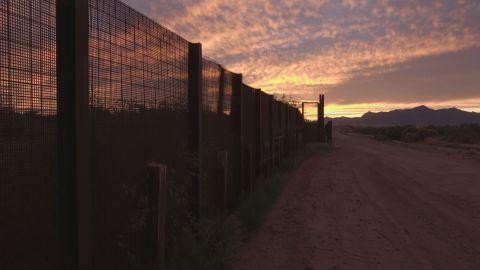 The fence that divides the US and Mexico in Naco, Arizona. 