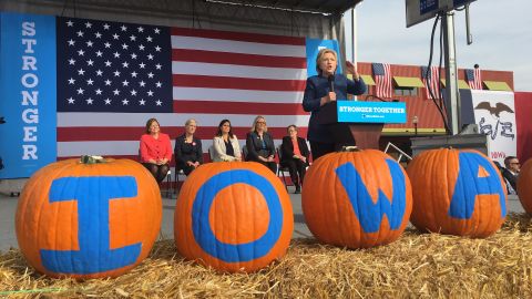 Clinton speaks in Cedar Rapids on October 28.