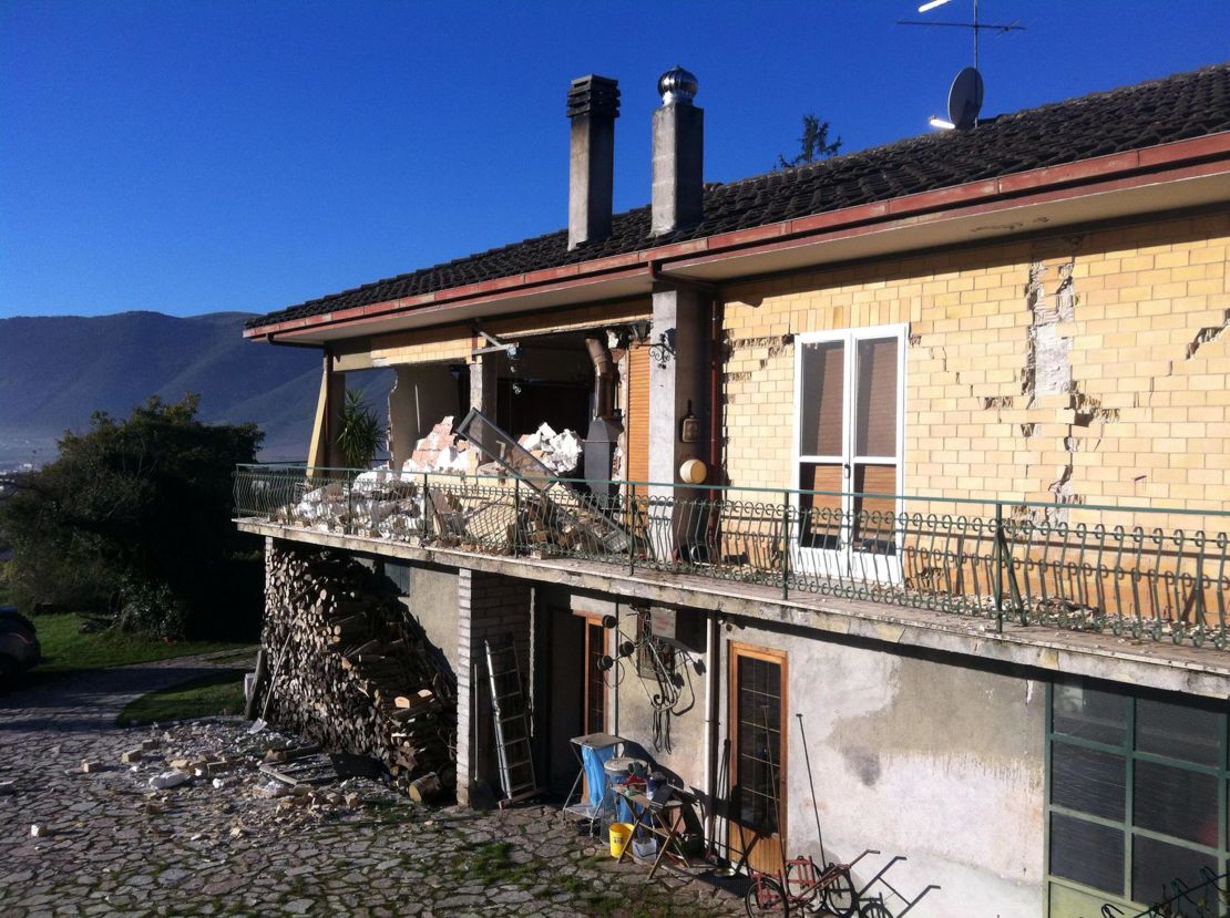 Sunday's quake has damaged a building in Norcia, where many people are afraid of leaving.