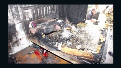 The charred bed in Andrea DelVesco's room.