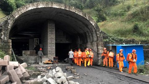 Rescuers teams at Jinshangou Coal Mine in Chongqing, southwest China.