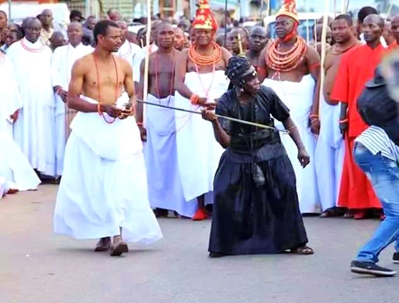 One of the warriors clad in black during the procession.