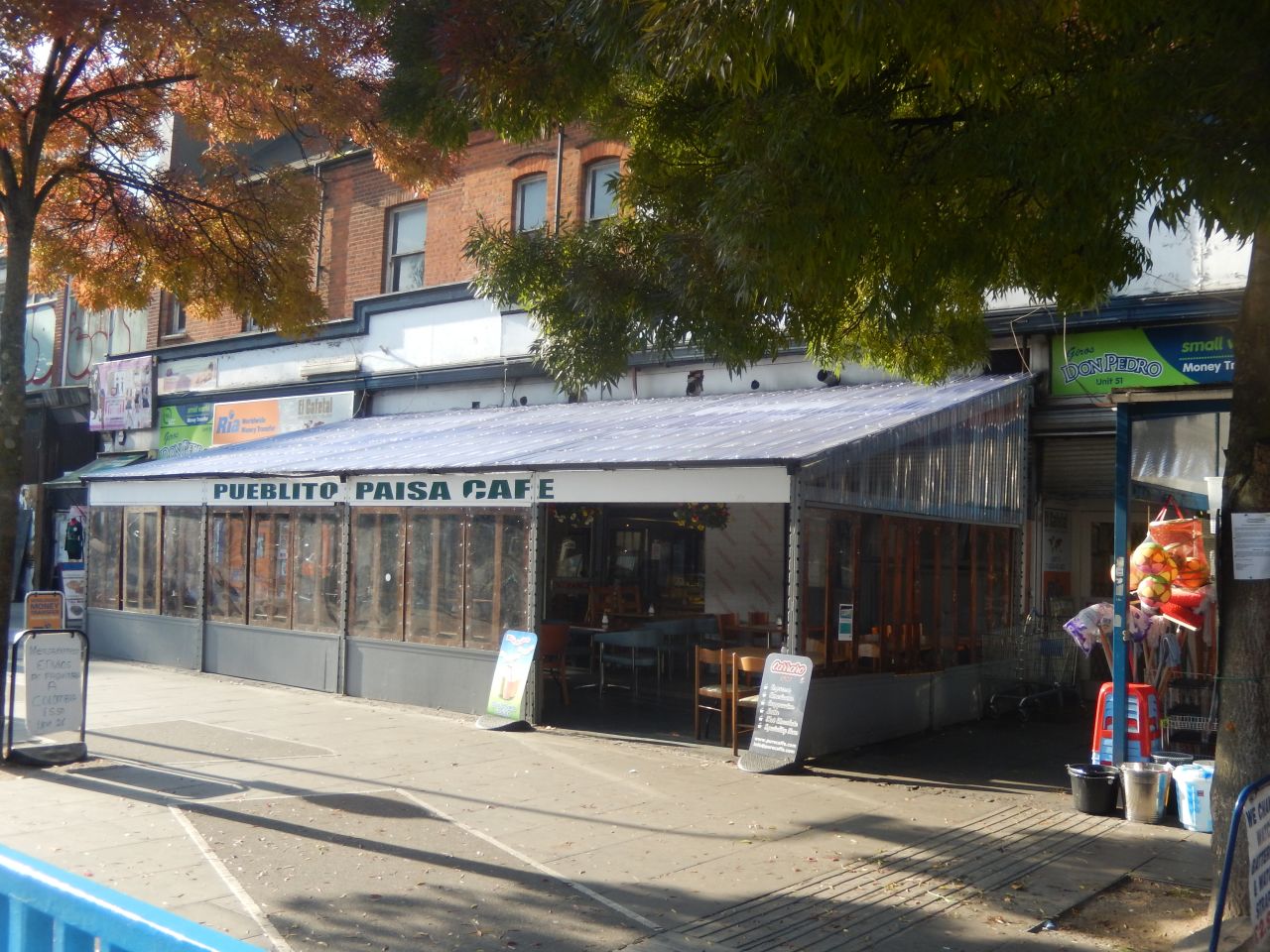 The 'Pueblito Paisa' cafe at the front of Seven Sisters market, a popular location for concerts, live sport and empanadas. <br /><br />Pueblito - meaning little village - is also used as a name the indoor market