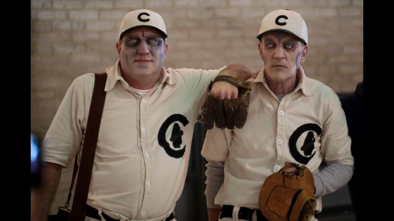 Chicago Cubs fans pose for pictures before Game 4 of the World Series on Saturday, October 29. <a href="index.php?page=&url=http%3A%2F%2Fwww.cnn.com%2F2016%2F10%2F25%2Fsport%2Fchicago-cubs-cleveland-indians-world-series-game-1%2F" target="_blank">It has been 108 years</a> since the Cubs last won a World Series.