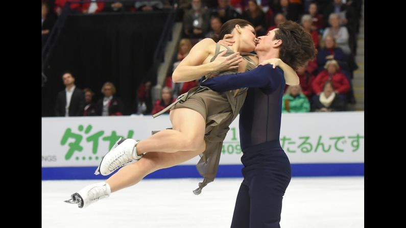 Canadian ice dancers Tessa Virtue and Scott Moir perform at the Skate Canada International on Friday, October 29. They finished in first.