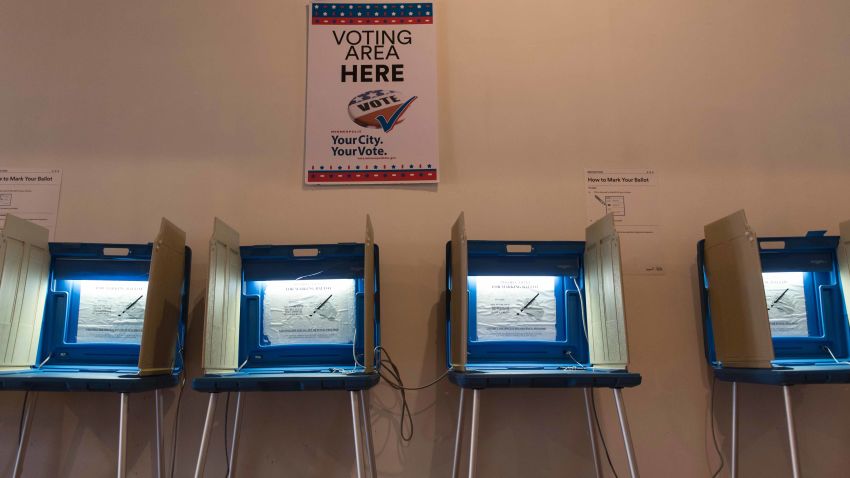 Voting booths inside the Early Vote Center in Minneapolis, Minnesota on October 5, 2016.