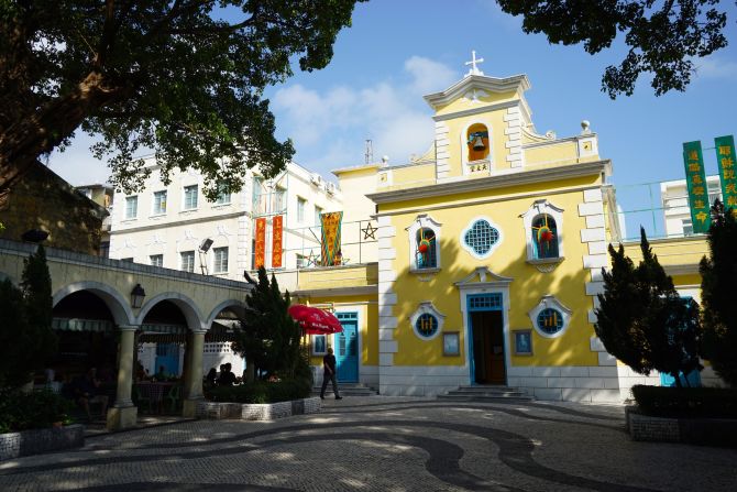 The Chapel of St. Francis Xavier is the centerpiece of Macau's laid-back and quaint Coloane Village.