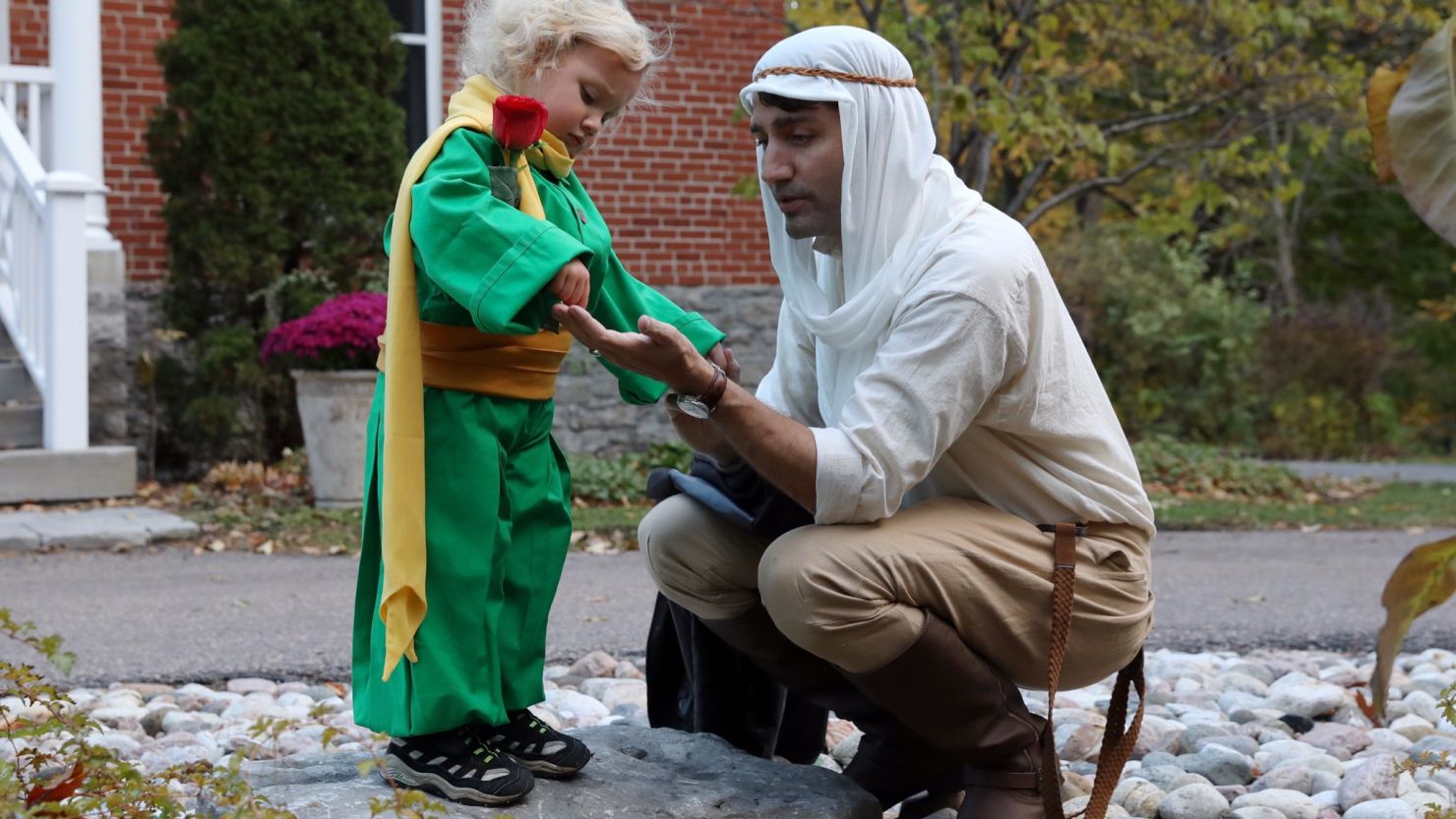 Canadian Prime Minister Justin Trudeau and his son Hadrian celebrate Halloween.