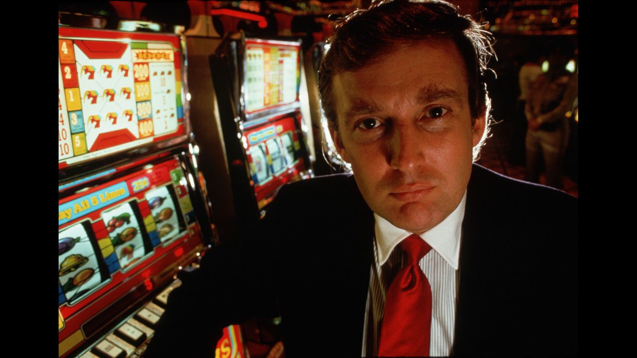 Trump attends the opening of his new Atlantic City casino, the Taj Mahal, in 1989. 