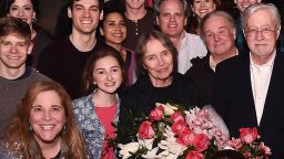 Natalie Babbitt poses with the cast of "Tuck Everlasting" on Broadway in April.