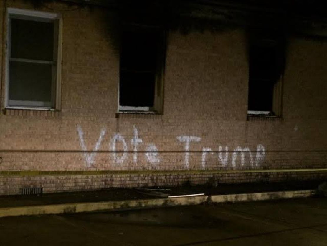 The vandals also wrote "Vote Trump" in crude, white spray paint across the church. 