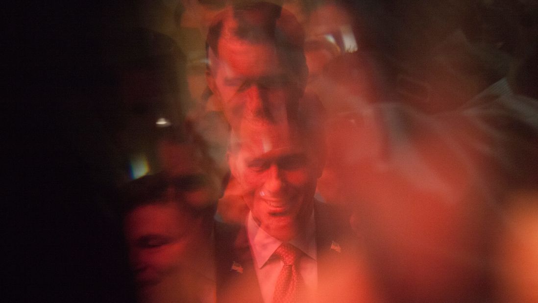 Wisconsin Gov. Scott Walker is reflected by glass before speaking at a leadership summit in Nashua, New Hampshire, on April 18, 2015. Walker, who rose to national fame by taking on unions in one of the most blue-collar states, <a href="http://www.cnn.com/2015/07/13/politics/scott-walker-2016-presidential-announcement/" target="_blank">officially became a presidential candidate three months later.</a>