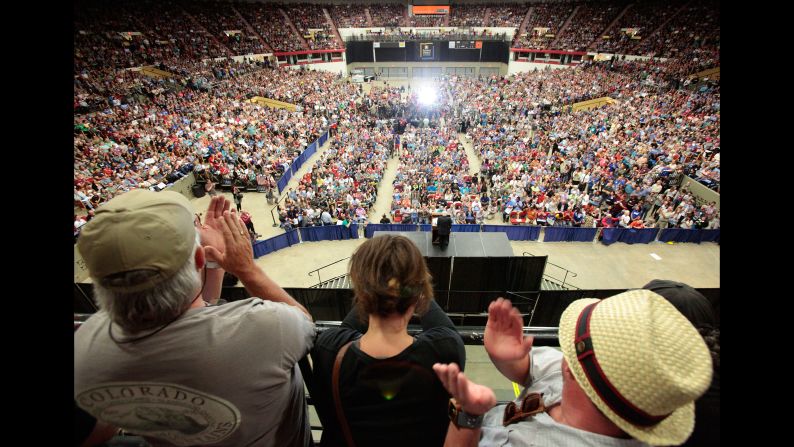 People in Madison, Wisconsin, cheer at a campaign rally for U.S. Sen. Bernie Sanders on July 1, 2015. The Vermont independent, seeking the Democratic Party's presidential nomination, <a href="index.php?page=&url=http%3A%2F%2Fwww.cnn.com%2F2015%2F07%2F01%2Fpolitics%2Fbernie-sanders-crowds-wisconsin-2016%2F" target="_blank">drew nearly 10,000 supporters in Madison.</a>