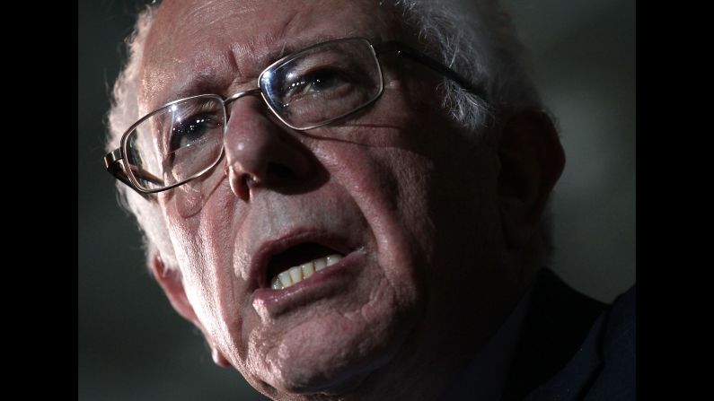 Sanders speaks during a campaign event in Des Moines, Iowa, on January 31, 2016.