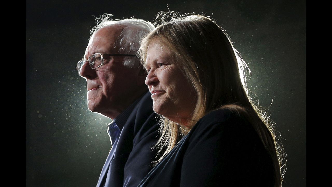Bernie Sanders is joined by his wife, Jane, at a rally in Burlington, Vermont, on March 1, 2016. Sanders won his state's primary on Super Tuesday, but he lost to Clinton in seven of the other 10 states.