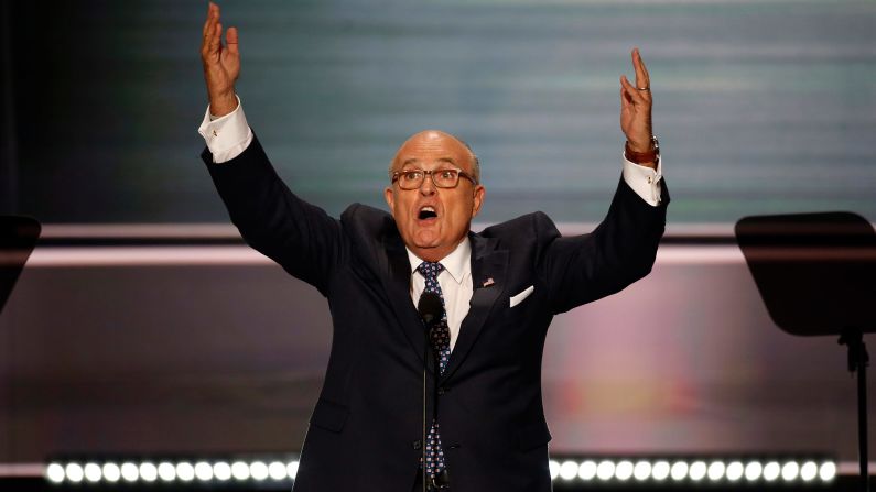 Former New York City Mayor Rudy Giuliani <a href="index.php?page=&url=http%3A%2F%2Fwww.cnn.com%2F2016%2F07%2F18%2Fpolitics%2Frudy-giuliani-rnc-speech%2F" target="_blank">delivers a fiery speech</a> on the opening night of the Republican National Convention on July 18, 2016. He unleashed a stinging barrage against Clinton's character, and he attacked the Democrat over Benghazi and immigration.