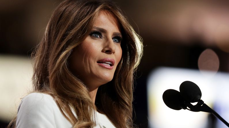 Trump's wife, Melania, delivers a speech at the convention on July 18, 2016. "If you want someone to fight for you and your country, I can assure you, he's the guy," she said of her husband. Afterward, <a href="index.php?page=&url=http%3A%2F%2Fwww.cnn.com%2F2016%2F07%2F18%2Fpolitics%2Fmelania-trump-speech-2016-rnc%2Findex.html" target="_blank">it was revealed</a> that passages of her speech were taken from Michelle Obama's 2008 speech at the Democratic National Convention. A speechwriter <a href="index.php?page=&url=http%3A%2F%2Fwww.cnn.com%2F2016%2F07%2F20%2Fpolitics%2Fdonald-trump-campaign-organization%2F" target="_blank">identified herself as the person responsible for the plagiarism,</a> and she offered her resignation. The Trumps did not accept. "She made a mistake. ... We all make mistakes," Donald Trump told ABC News.