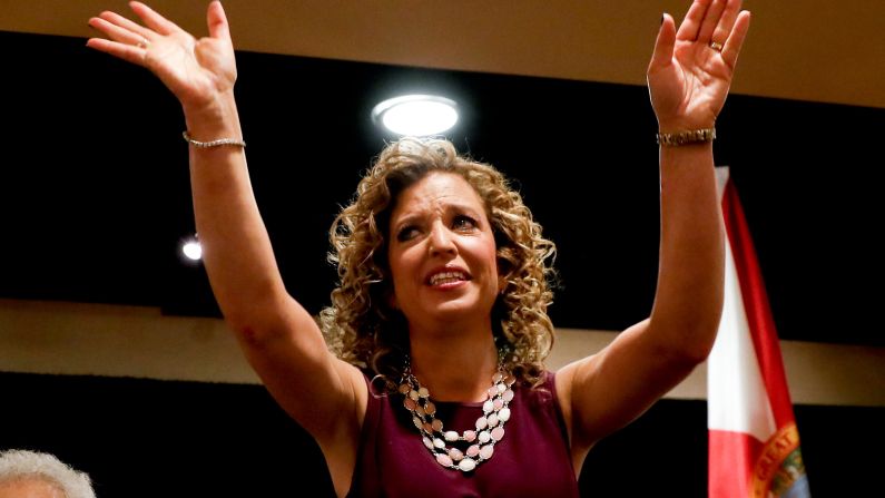 Debbie Wasserman Schultz, chairwoman of the Democratic National Committee, arrives for a delegation breakfast in Philadelphia on July 25, 2016. Wasserman Schultz <a href="index.php?page=&url=http%3A%2F%2Fwww.cnn.com%2F2016%2F07%2F24%2Fpolitics%2Fdebbie-wasserman-schultz-dnc-chair-career%2F" target="_blank">resigned at the end of the convention</a> after leaked committee emails appeared to show favoritism toward Clinton in the primary race. 