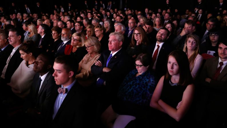 Audience members watch <a href="index.php?page=&url=http%3A%2F%2Fwww.cnn.com%2F2016%2F10%2F04%2Fpolitics%2Fgallery%2Fvice-presidential-debate%2Findex.html" target="_blank">the vice presidential debate</a> in Farmville, Virginia, on October 4, 2016.