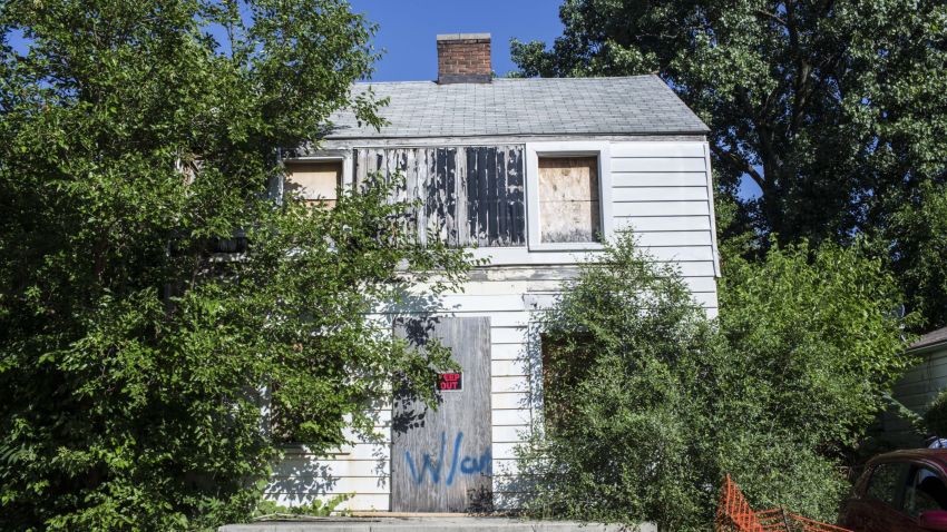 Rosa Parks' house in an abandoned state.