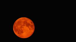HIGH WYCOMBE, ENGLAND - SEPTEMBER 09:  A blood red Supermoon is seen rising in the sky on September 9, 2014 in High Wycombe, England.  (Photo by Richard Heathcote/Getty Images)
