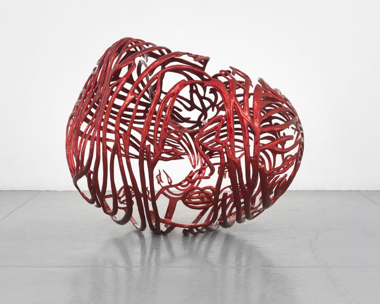 The project launched a competition for young artists to submit their work and win a chance to showcase their work at the next ART X Lagos. Pictured here is "The Heart" by Egyptian artist Ghada Amer.