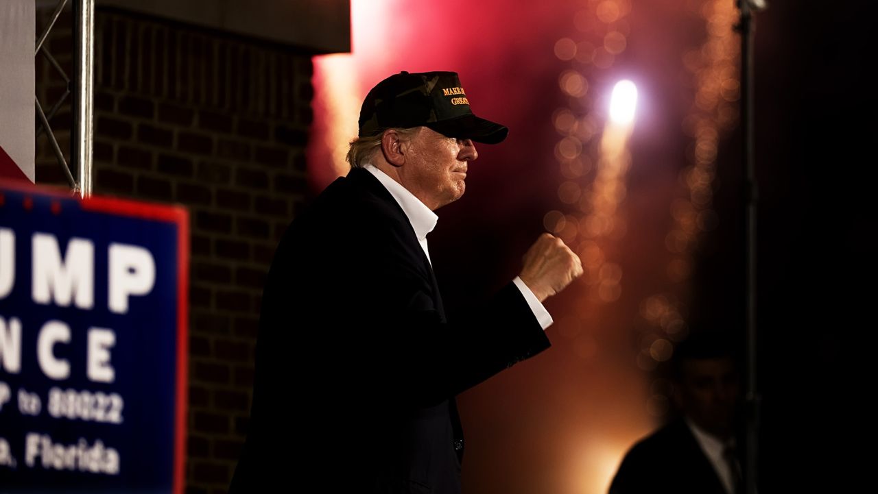 ORLANDO-- NOV 2: , 2016. Republican presidential candidate Donald Trump at a rally in Pensacola, Florida, November 2, 2016. Trump supporters.   (Photo by David Hume Kennerly for CNN)